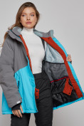 Купить Горнолыжная куртка женская зимняя большого размера голубого цвета 2278Gl, фото 14