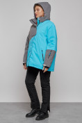 Купить Горнолыжная куртка женская зимняя большого размера голубого цвета 2278Gl, фото 3
