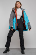 Купить Горнолыжная куртка женская зимняя большого размера голубого цвета 2278Gl, фото 21