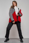Купить Горнолыжная куртка женская зимняя большого размера красного цвета 2278Kr, фото 21