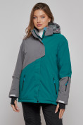 Купить Горнолыжная куртка женская зимняя большого размера темно-зеленого цвета 2278TZ