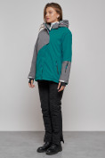 Купить Горнолыжная куртка женская зимняя большого размера темно-зеленого цвета 2278TZ, фото 10
