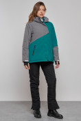 Купить Горнолыжная куртка женская зимняя большого размера темно-зеленого цвета 2278TZ, фото 11