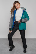 Купить Горнолыжная куртка женская зимняя большого размера темно-зеленого цвета 2278TZ, фото 18