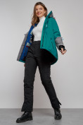 Купить Горнолыжная куртка женская зимняя большого размера темно-зеленого цвета 2278TZ, фото 19