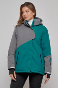 Купить Горнолыжная куртка женская зимняя большого размера темно-зеленого цвета 2278TZ, фото 2