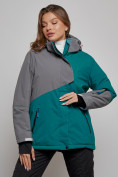 Купить Горнолыжная куртка женская зимняя большого размера темно-зеленого цвета 2278TZ, фото 3
