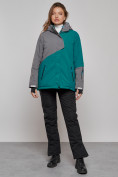 Купить Горнолыжная куртка женская зимняя большого размера темно-зеленого цвета 2278TZ, фото 9