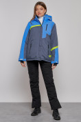 Купить Горнолыжная куртка женская зимняя большого размера синего цвета 2282-1S, фото 16
