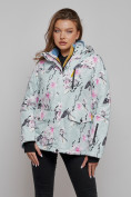 Купить Горнолыжная куртка женская зимняя бирюзового цвета 2302-1Br, фото 2