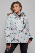 Купить Горнолыжная куртка женская зимняя бирюзового цвета 2302-1Br