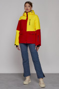Купить Горнолыжная куртка женская зимняя желтого цвета 2302-1J, фото 4