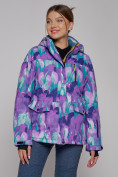 Купить Горнолыжная куртка женская зимняя фиолетового цвета 2302-2F, фото 2
