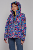 Купить Горнолыжная куртка женская зимняя синего цвета 2302-2S, фото 3