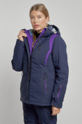 Купить Горнолыжная куртка женская зимняя темно-синего цвета 2305TS, фото 2