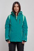 Купить Горнолыжная куртка женская зимняя темно-зеленого цвета 2305TZ