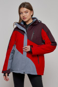 Купить Горнолыжная куртка женская зимняя большого размера красного цвета 2308Kr, фото 2