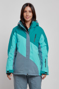 Купить Горнолыжная куртка женская зимняя большого размера темно-зеленого цвета 2308TZ