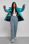 Купить Горнолыжная куртка женская зимняя большого размера темно-зеленого цвета 2308TZ, фото 10