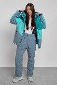 Купить Горнолыжная куртка женская зимняя большого размера темно-зеленого цвета 2308TZ, фото 9