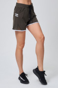 Купить Спортивные женские шорты big size цвета хаки 212312Kh, фото 2