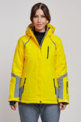 Купить Горнолыжная куртка женская зимняя желтого цвета 2316J