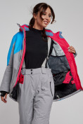 Купить Горнолыжная куртка женская зимняя малинового цвета 2319M, фото 12