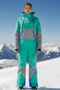 Купить Горнолыжный комбинезон женский зимний бирюзового цвета 2320Br, фото 4