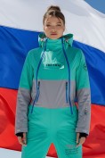 Купить Горнолыжный комбинезон женский зимний бирюзового цвета 2320Br, фото 2