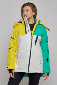 Купить Горнолыжная куртка женская зимняя желтого цвета 2322J, фото 10