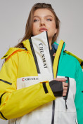 Купить Горнолыжная куртка женская зимняя желтого цвета 2322J, фото 14