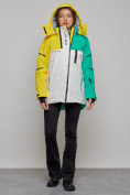 Купить Горнолыжная куртка женская зимняя желтого цвета 2322J, фото 5