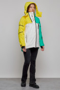 Купить Горнолыжная куртка женская зимняя желтого цвета 2322J, фото 7