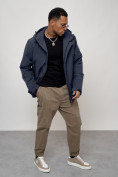 Купить Куртка спортивная MTFORCE мужская с капюшоном темно-синего цвета 2332TS, фото 2