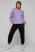Купить Спортивный костюм женский трикотажный модный фиолетового цвета 23330F, фото 5