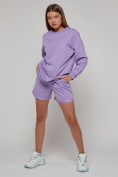 Купить Спортивный костюм женский трикотажный модный фиолетового цвета 23331F, фото 4
