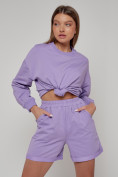 Купить Спортивный костюм женский трикотажный модный фиолетового цвета 23331F, фото 9