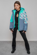 Купить Горнолыжная куртка женская зимняя бирюзового цвета 2337Br, фото 17