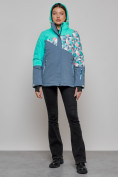 Купить Горнолыжная куртка женская зимняя бирюзового цвета 2337Br, фото 5
