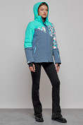 Купить Горнолыжная куртка женская зимняя бирюзового цвета 2337Br, фото 7