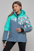 Купить Горнолыжная куртка женская зимняя бирюзового цвета 2337Br, фото 8