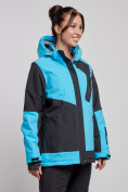 Купить Горнолыжная куртка женская зимняя большого размера голубого цвета 23661Gl, фото 3