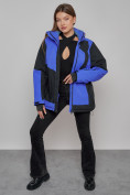 Купить Горнолыжная куртка женская зимняя большого размера синего цвета 23661S, фото 16
