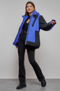 Купить Горнолыжная куртка женская зимняя большого размера синего цвета 23661S, фото 19