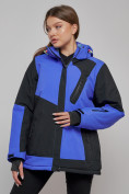Купить Горнолыжная куртка женская зимняя большого размера синего цвета 23661S, фото 2