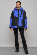 Купить Горнолыжная куртка женская зимняя большого размера синего цвета 23661S, фото 9
