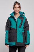 Купить Горнолыжная куртка женская зимняя большого размера темно-зеленого цвета 23661TZ
