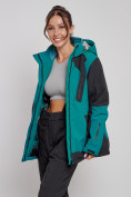 Купить Горнолыжная куртка женская зимняя большого размера темно-зеленого цвета 23661TZ, фото 10