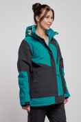 Купить Горнолыжная куртка женская зимняя большого размера темно-зеленого цвета 23661TZ, фото 3