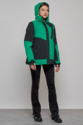 Купить Горнолыжная куртка женская зимняя большого размера зеленого цвета 23661Z, фото 19